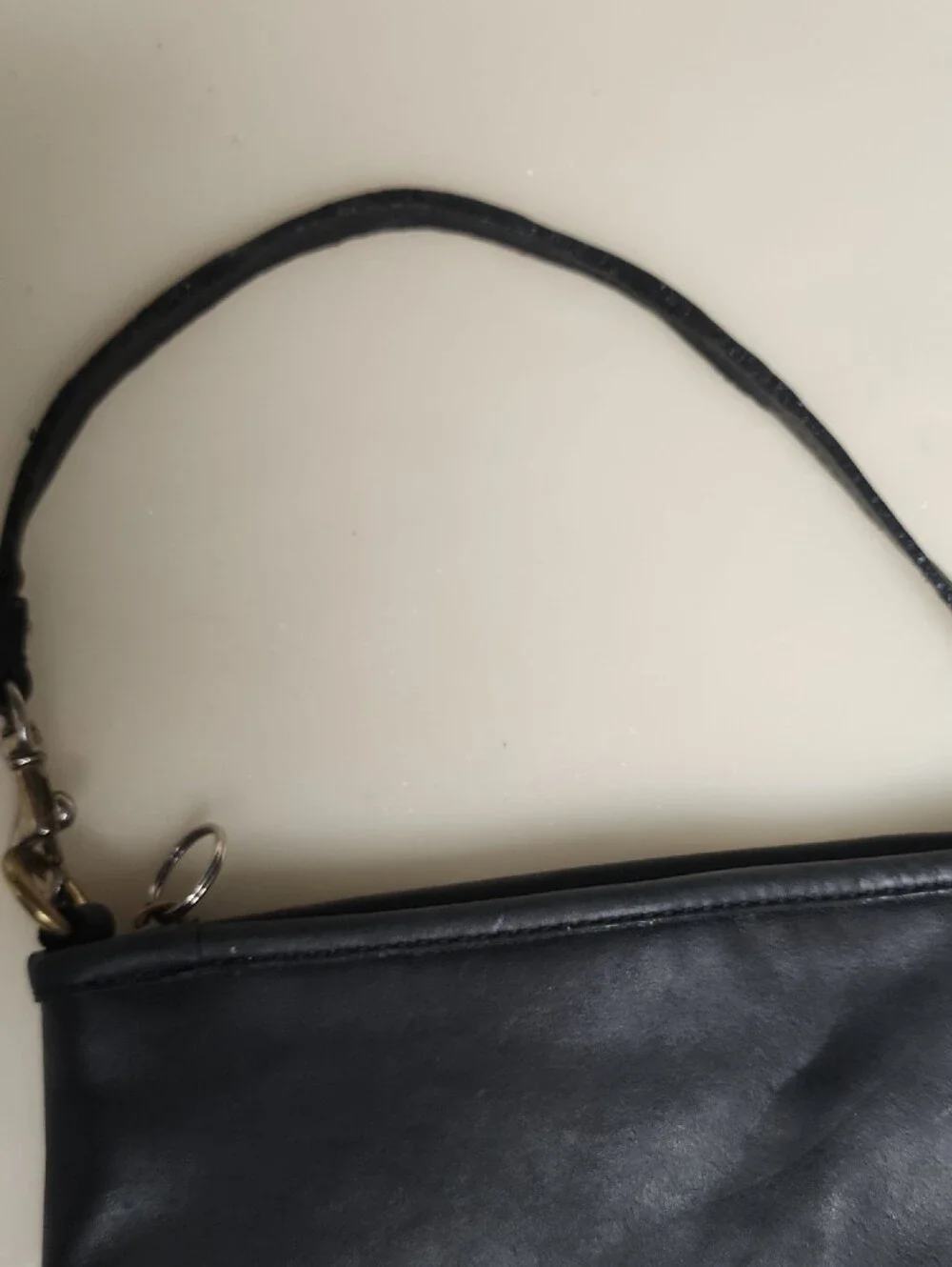 Coach Black Leather Shoulder Wristlet with Gold Hardware